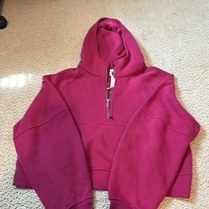 Lululemon POMEGRANATE scuba oversized half-zip hoodie size m/l